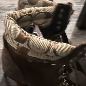 Coach lace heeled boots